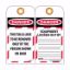 Picture of 6inx3in Vinyl Equipment Lockout Tag, 25/pack, PER PACK