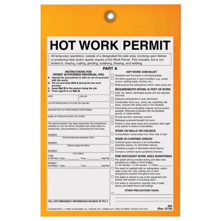 Picture of Hot Work Permit Tag, 25/bundle, PER BUNDLE