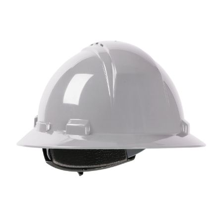 Picture of Hard Hat Vented, Gray Full Brim Hard Hat with HDPE Shell, 4-Point Textile Suspension and Wheel Ratchet Adjustment, PER EACH